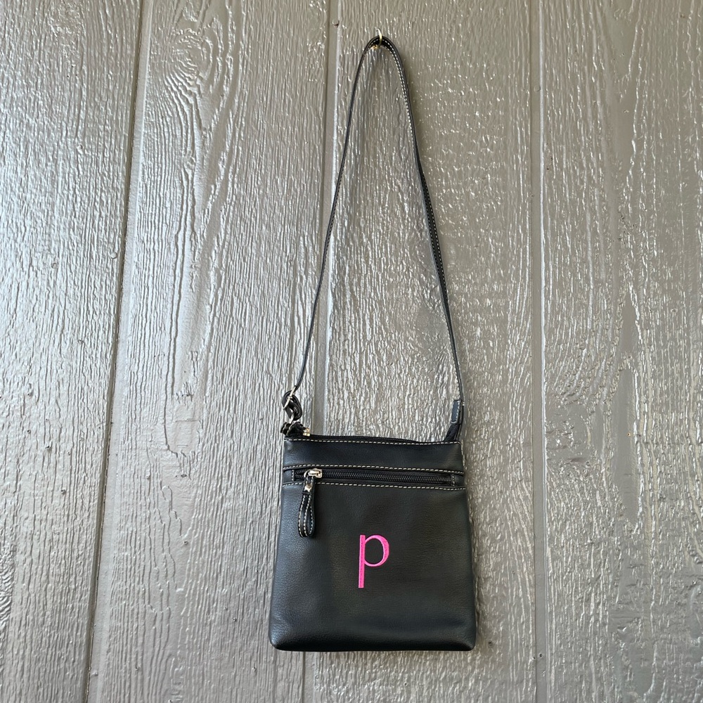 Black Crossbody Bag with Pink Accent
